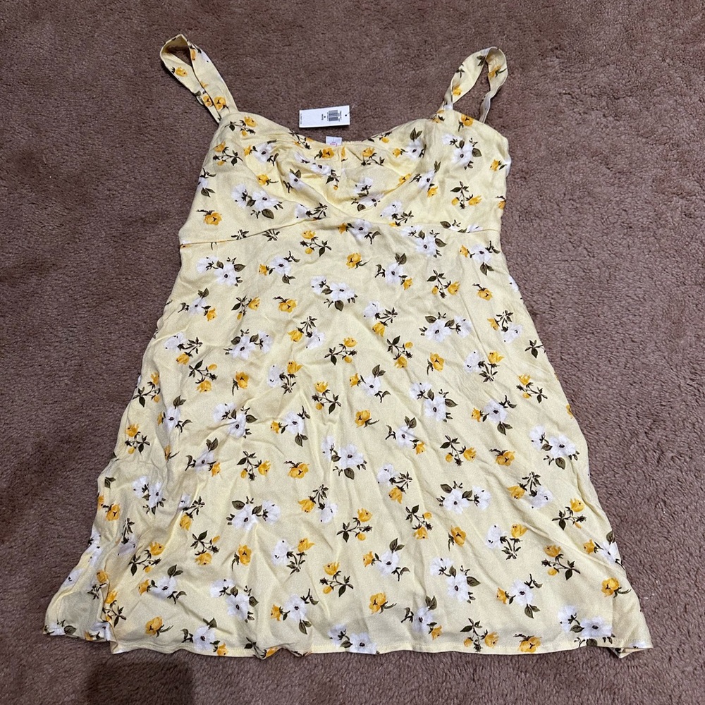 Old Navy Yellow Floral Mini Dress - Never Worn